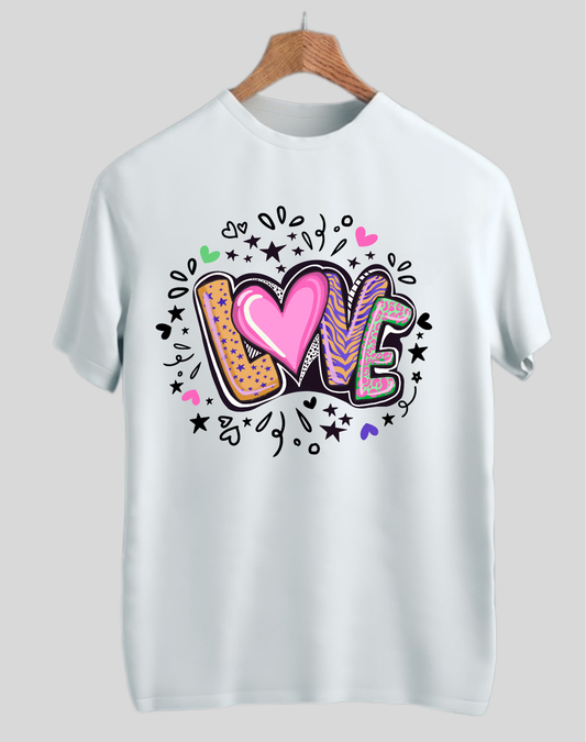 Printed Cotton Love Half-Sleeve T-shirt